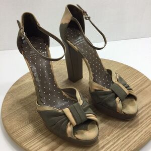 Moschino Olive Green Brown Taupe Cheap & Chic Tie-dye Platform Sandals Size 39